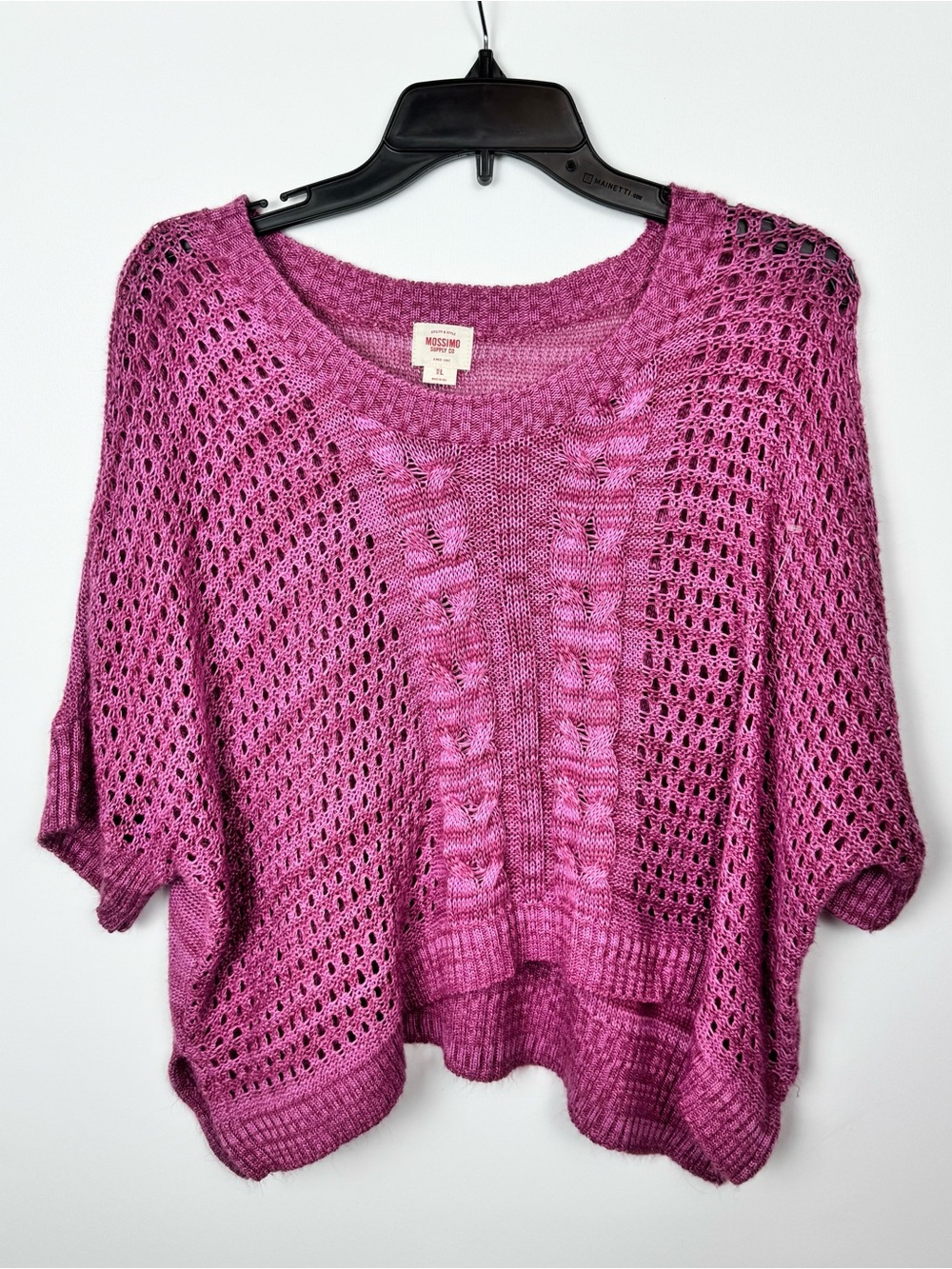 Mossimo Supply Co. Open-Knit Cable Poncho in Pink - Picture 3 of 6